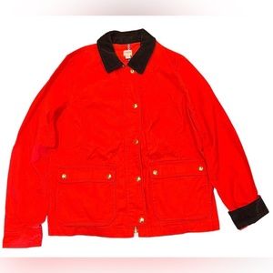 J Crew Red Barn Coat - size XL red with black corduroy collar